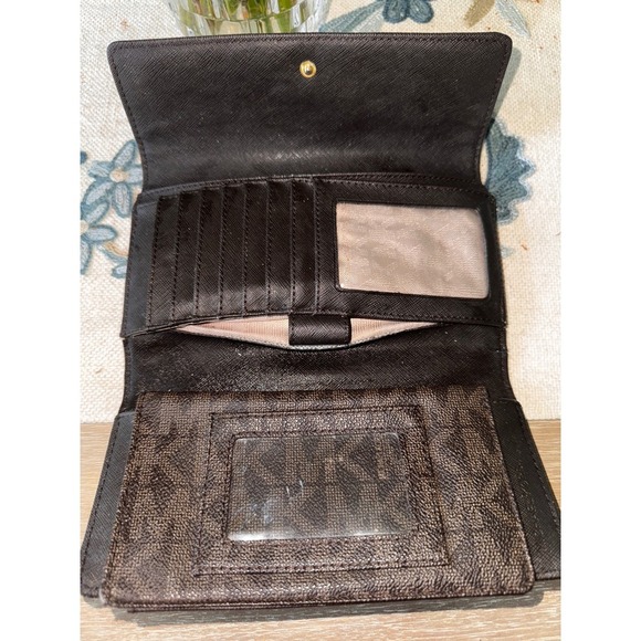 Michael Kors MK Signature Brown Coated Twill Flap Continental Wallet - Picture 6 of 9